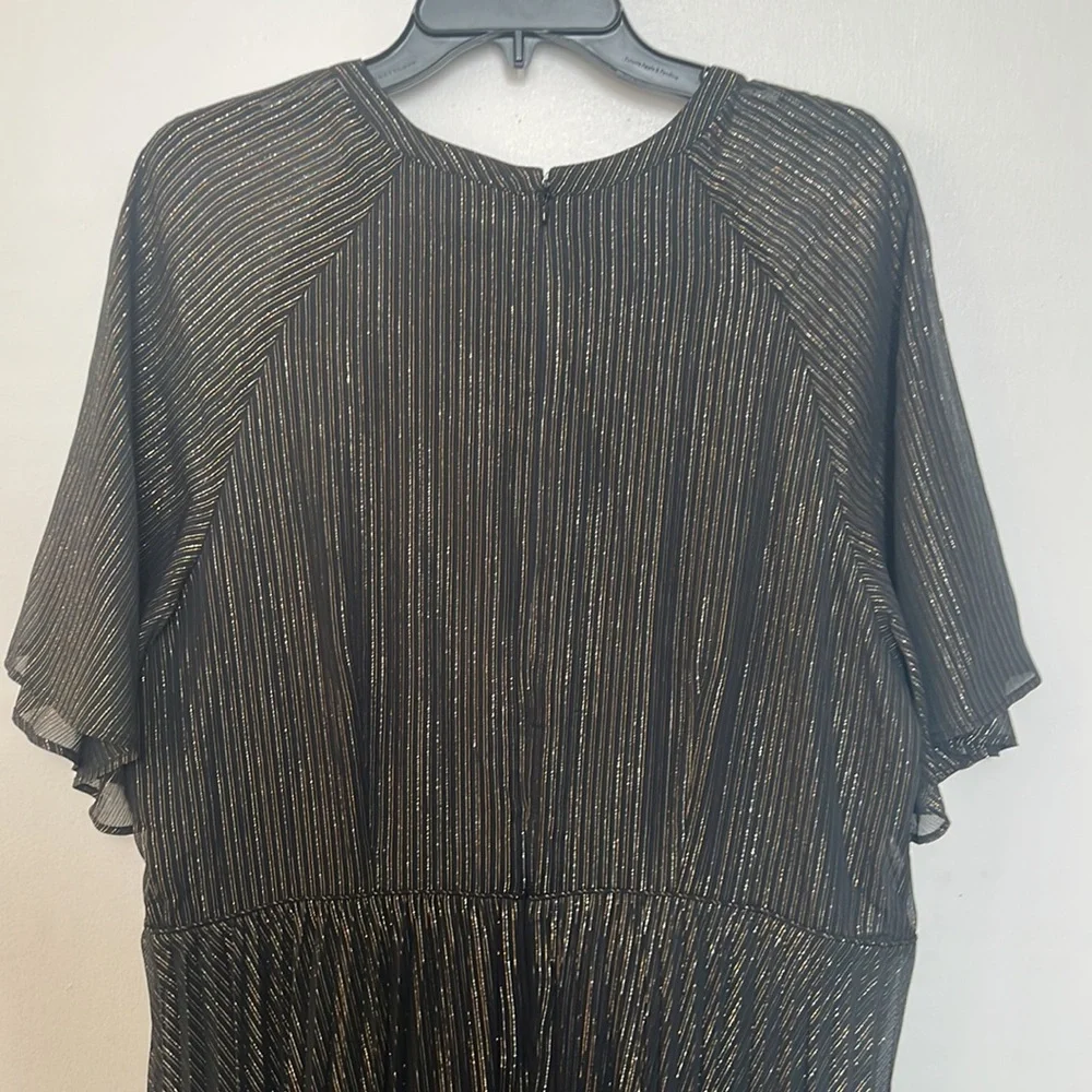 NWT - Ann Taylor Shimmer Stripe Pleated Flare Dress - Size 16 - Picture 10 of 10